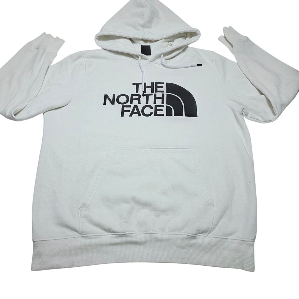 The North Face White Graphic Hoodie Men's Size Large Front Pocket Outdoor